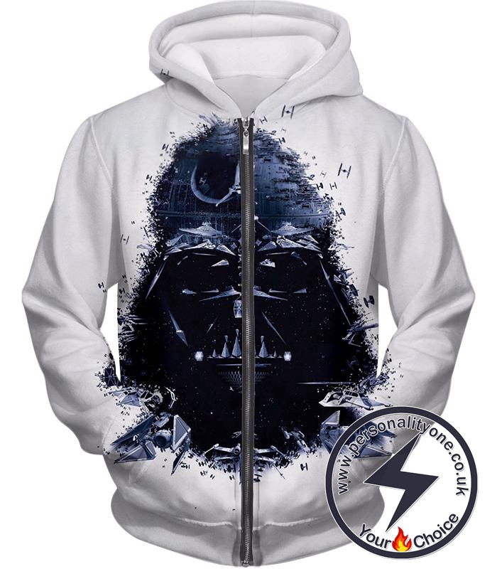 Star Wars Msked Sith Lord Darth Vader Awesome Promo White Zip Up Hoodie